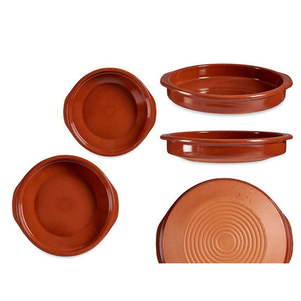 Arte Regal Brown Clay Round Deep Plate with Handle 34 cm / 99499