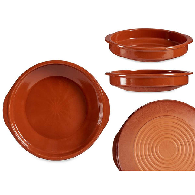 Arte Regal Brown Clay Round Deep Plate with Handle 32 cm / 99500