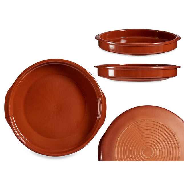 Arte Regal Brown Clay Round Deep Plate with Handle 42 cm / 99512