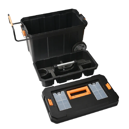 HIGH QUALITY 23'' STACKABLE PLASTIC MOBILE TOOL BOX WITH WHEELS TOOL TROLLEY SET