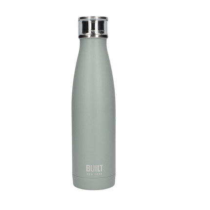 BUILT Insulated Water Bottle/Thermal Flask with Leakproof Cap, Stainless Steel, Storm Grey, 480 ml