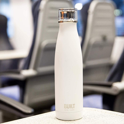 BUILT Insulated Water Bottle/Thermal Flask with Leakproof Cap, Stainless Steel, White, 480 ml