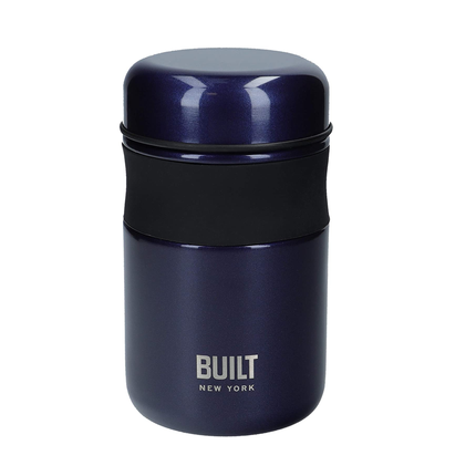 BUILT Double Wall Vacuum Insulated Flask for Hot and Cold Foods, 490 ml, Navy