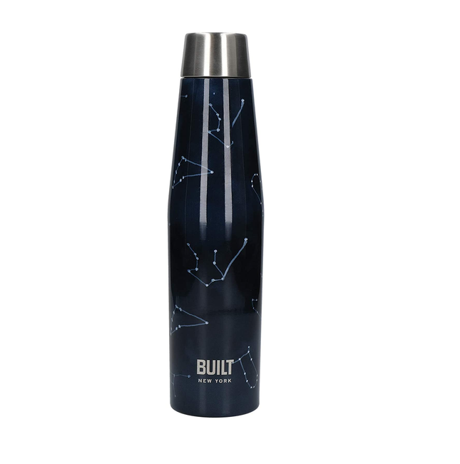 Built Apex Insulated Water Bottle with Leakproof Perfect Seal Lid, Sweatproof 100% Reusable BPA Free 18/8 Stainless Steel Flask, 'Galaxy' Design, 540 ml