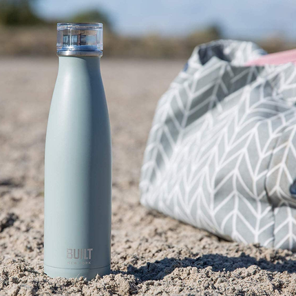 BUILT Insulated Water Bottle/Thermal Flask with Leakproof Cap, Stainless Steel, Storm Grey, 480 ml