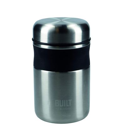 BUILT Double Wall Vacuum Insulated Flask for Hot and Cold Foods, 490 ml, Silver