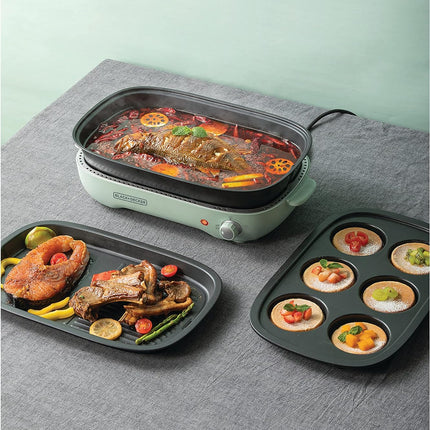 BLACK+DECKER 1400W Multifunction Grill, 4.0L Family-sized, Dual Pattern Grill Plate