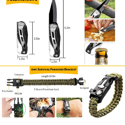 ANTARCTICA GIFT FOR MEN EDC GEAR, EMERGENCY SURVIVAL GEAR KITS 60 IN 1