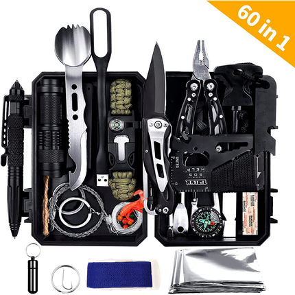 ANTARCTICA GIFT FOR MEN EDC GEAR, EMERGENCY SURVIVAL GEAR KITS 60 IN 1