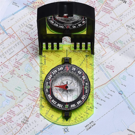 MAP COMPASS AND PROTRACTOR GREEN ACRYLIC