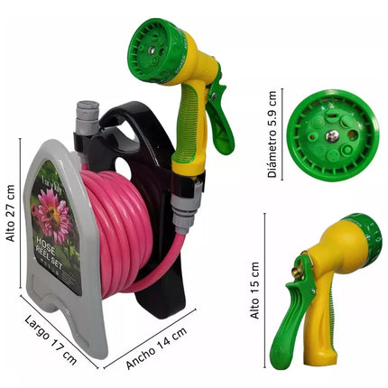 Roll Garden 10 Meter Garden Hose with Reel and Gun Set