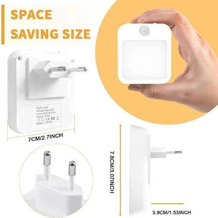 أضواء ليلية أوتوماتيكية مع مستشعر ذكي وتحكم، قابس ميني للسرير