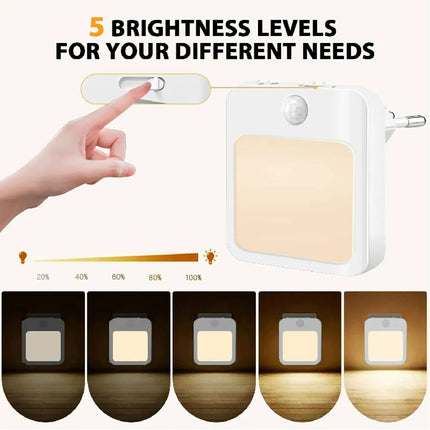 أضواء ليلية أوتوماتيكية مع مستشعر ذكي وتحكم، قابس ميني للسرير