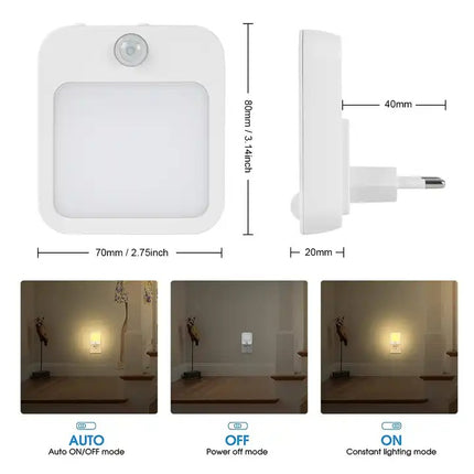 أضواء ليلية أوتوماتيكية مع مستشعر ذكي وتحكم، قابس ميني للسرير