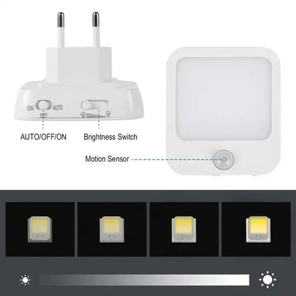 أضواء ليلية أوتوماتيكية مع مستشعر ذكي وتحكم، قابس ميني للسرير