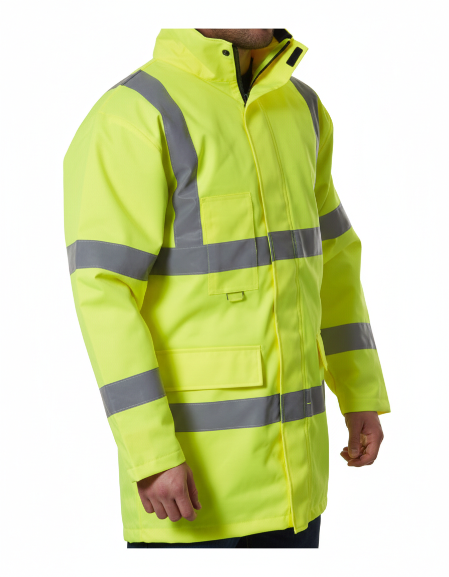 High-visibility, full-sleeved, reflective orange vest/jacket High-visibility, full-sleeved, reflective orange vest/jacket