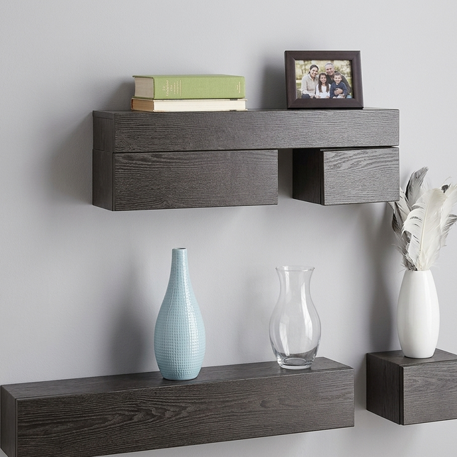 MEGA_طقم رف مستطيل /4 _Wall shelves set of 4 MDF+wood veneer