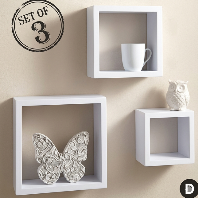 MEGA_طقم رف مربع/3 _ GHN-S303_Wall shelves 15mm MDF+PVC finishing