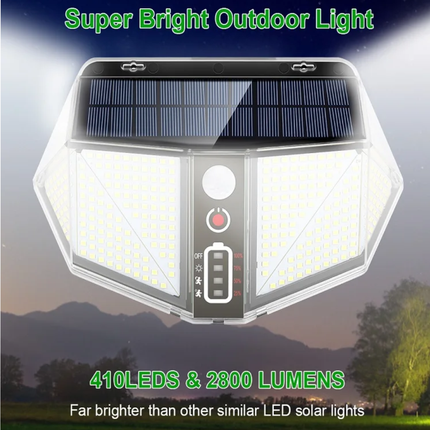 كشاف جداري يعمل بالطاقة الشمسية، مقاوم للماء، أبيض  - 410 ليد