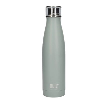 BUILT Insulated Water Bottle/Thermal Flask with Leakproof Cap, Stainless Steel, Storm Grey, 480 ml