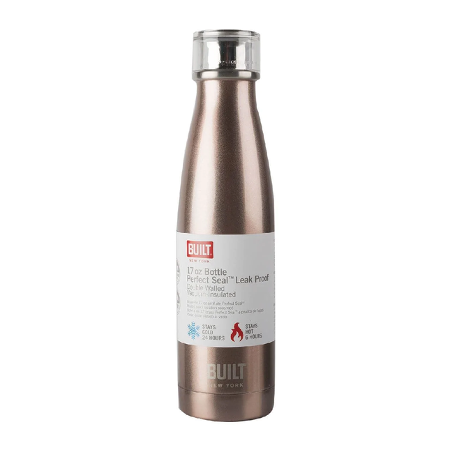 Built 17Oz Double Walled Stainless Steel Water Bottle Rose Gold