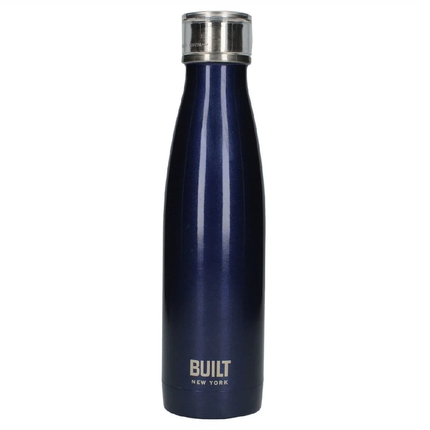 Built 17Oz Double Walled Stainless Steel Water Bottle Midnight Blue