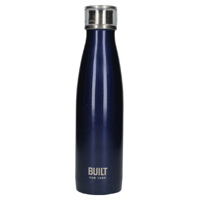 Built 17Oz Double Walled Stainless Steel Water Bottle Midnight Blue