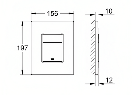 GROHE  SKATE COSMOPOLITAN TOILET FLUSH PLATE - BRUSHED GRAPHITE