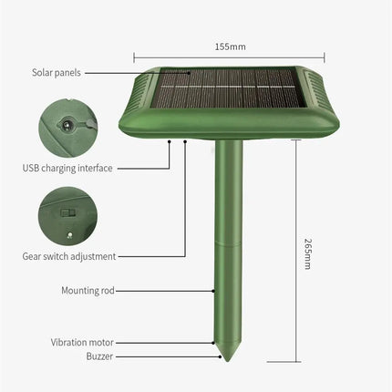  SOLAR ULTRASONIC OUTDOOR SNAKE & RAT REPELLENT 