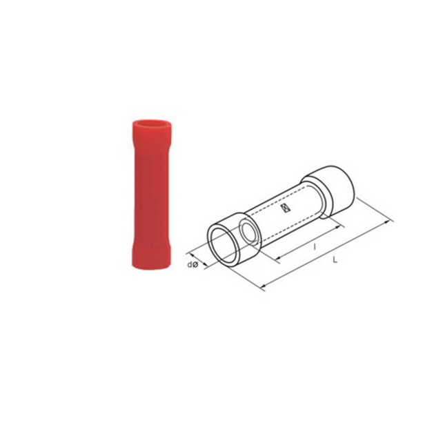 INSULATED BUTT CONNECTOR 1.5 MM , RED