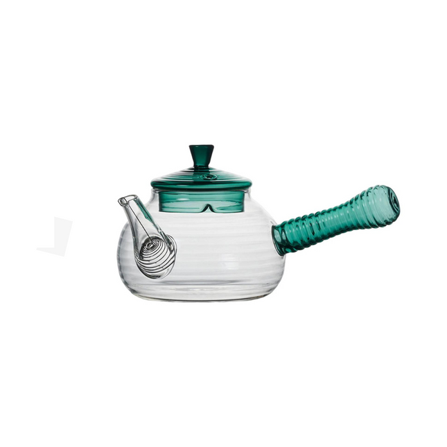 HAND MADE GLASS TEAPOT WITH GLASS HANDLE 600ML 
