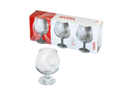 GUZEL GLOR GLASS CUP SET - 3PCS