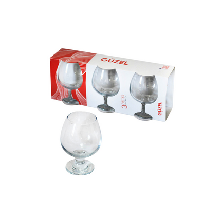 GUZEL GLOR GLASS CUP SET - 3PCS