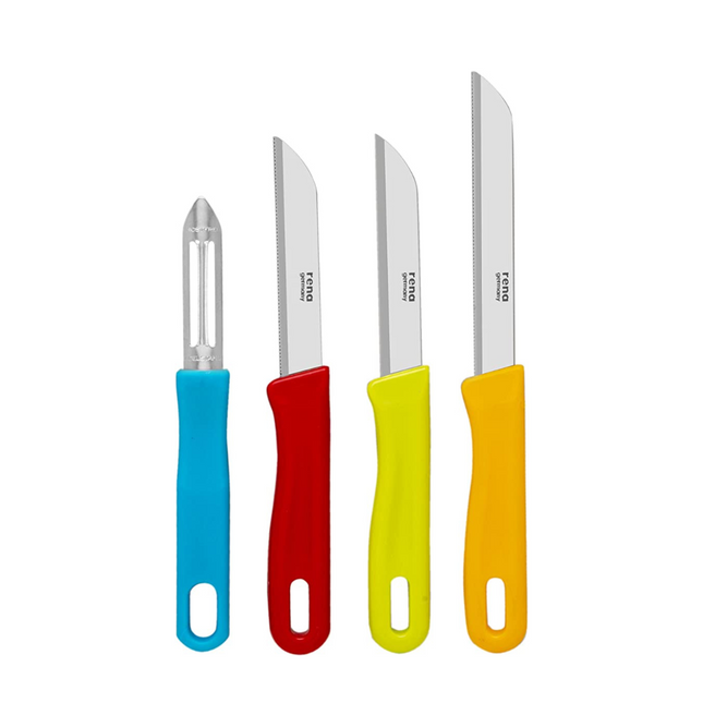RENA MULTIPURPOSE VEGETABLE KNIFE AND PEELER SET - SET OF 4 PCS