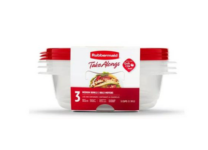 RUBBERMAID 1.18L BOWL FOOD STORAGE CONTAINER SET /3 PACKS