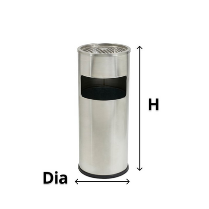 سلة و منفضة سجائر مقاس 24 سم ستانليس ستيل
