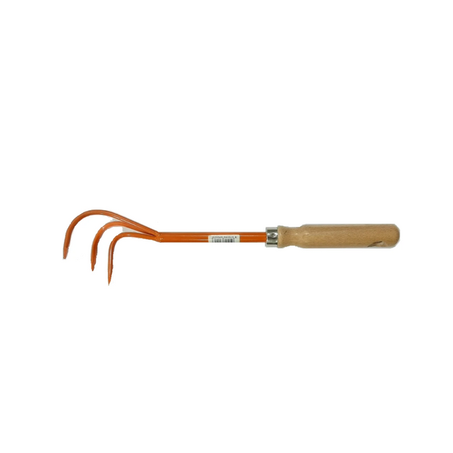 Soil picker with wooden handle