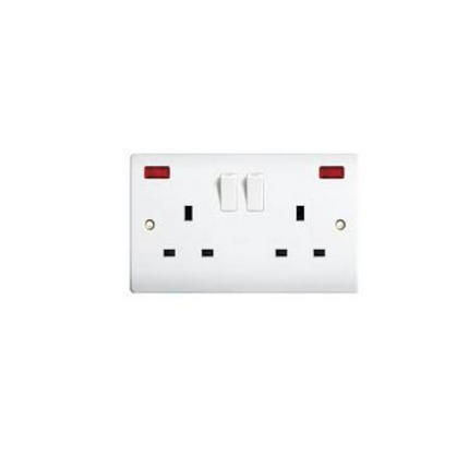 MIRA 13A DOUBLE SOCKET WHIT SWITCH