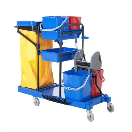 PLASTIC MULTI-FUNCTIONAL CLEANING TROLLEY JANITOR CART