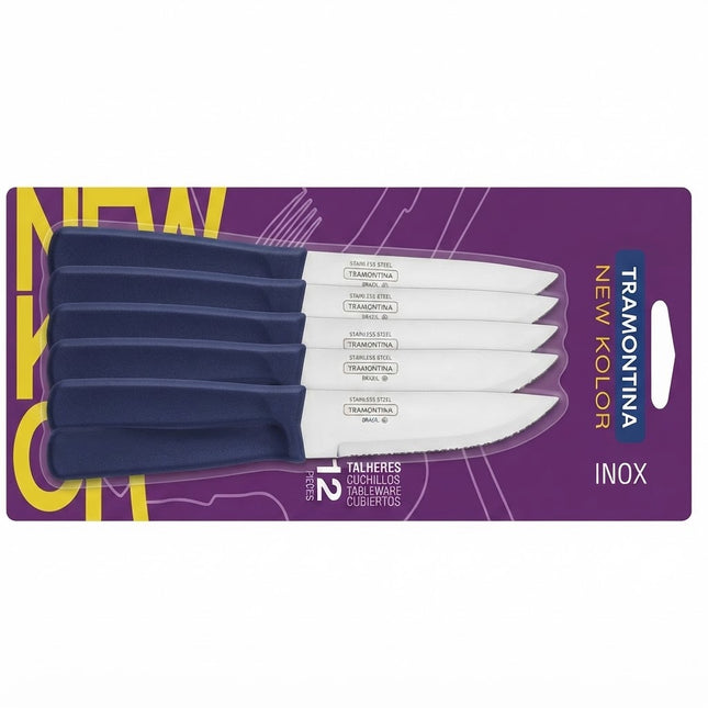 TRAMONTINA 12PCS TABLE KNIVES SET NEW KOLOR DARK BLUE