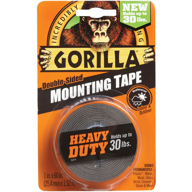 GORILLA 1.52M DOUBLE SIDED MOUNTING TAPE BLACK