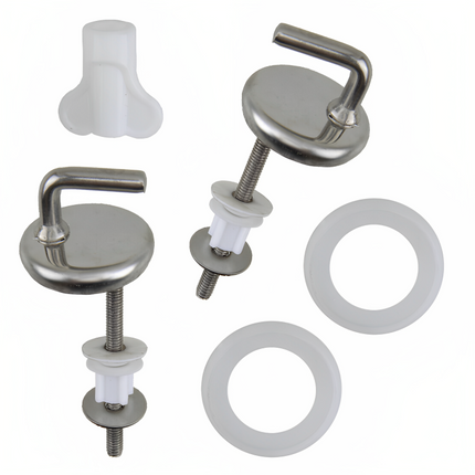 SET OF 2 STAINLESS STEEL L SHAPE TOILET SEAT HINGES