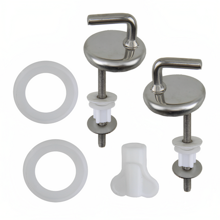 SET OF 2 STAINLESS STEEL L SHAPE TOILET SEAT HINGES