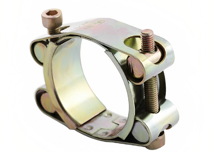 YELLOW ZINC PLATING STEEL DOUBLE BOLT CLAMP WITH 50MM 60MM BANDWIDTH