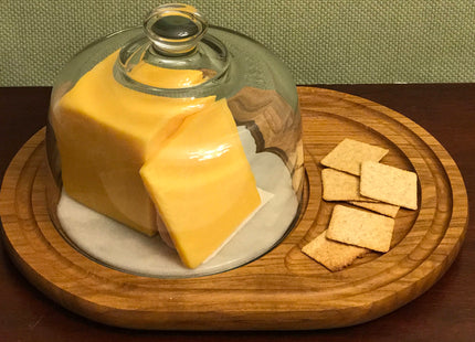 لوح خشبي بيضاوي للجبن مع غطاء زجاج