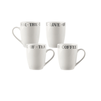 CREATIVE TOPS STIR IT UP SET OF 4 SMALL BULLET MUGS WHITE