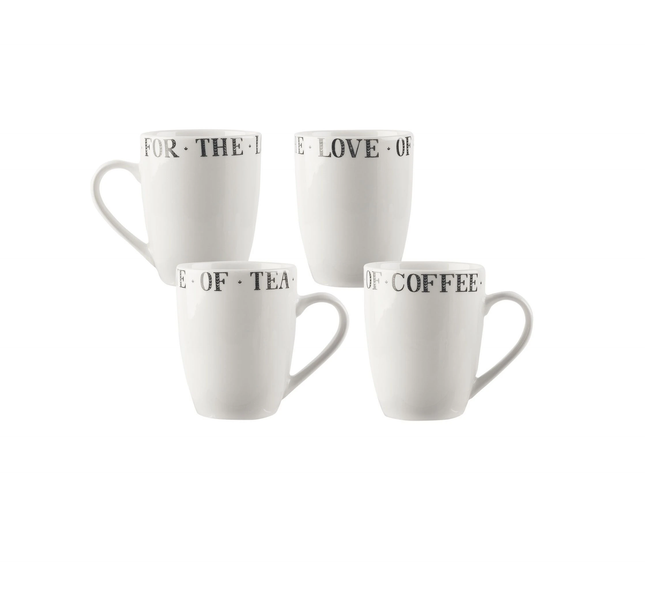 CREATIVE TOPS STIR IT UP SET OF 4 SMALL BULLET MUGS WHITE