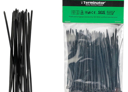 مرابط بلاستيك ترميناتور 100 *0.25 سم /  100 قطعة - أسود