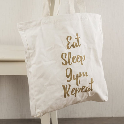 CREATIVE TOPS AVA & I CANVAS BAG - EAT SLEEP GYM REPEAT (β)