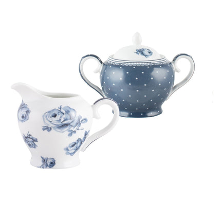 KATIE ALICE VINTAGE INDIGO SUGAR AND CREAMER SET
